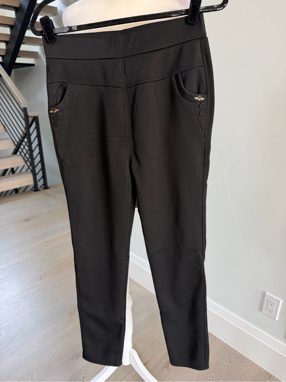 Black Women’s Ponte Skinny Pants with Fur inside fleece lined size M/L